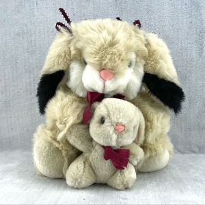 Aurora Bunny Rabbit and Baby Vintage Plush 1989 Solid Stuffed Teddy Bear Soft